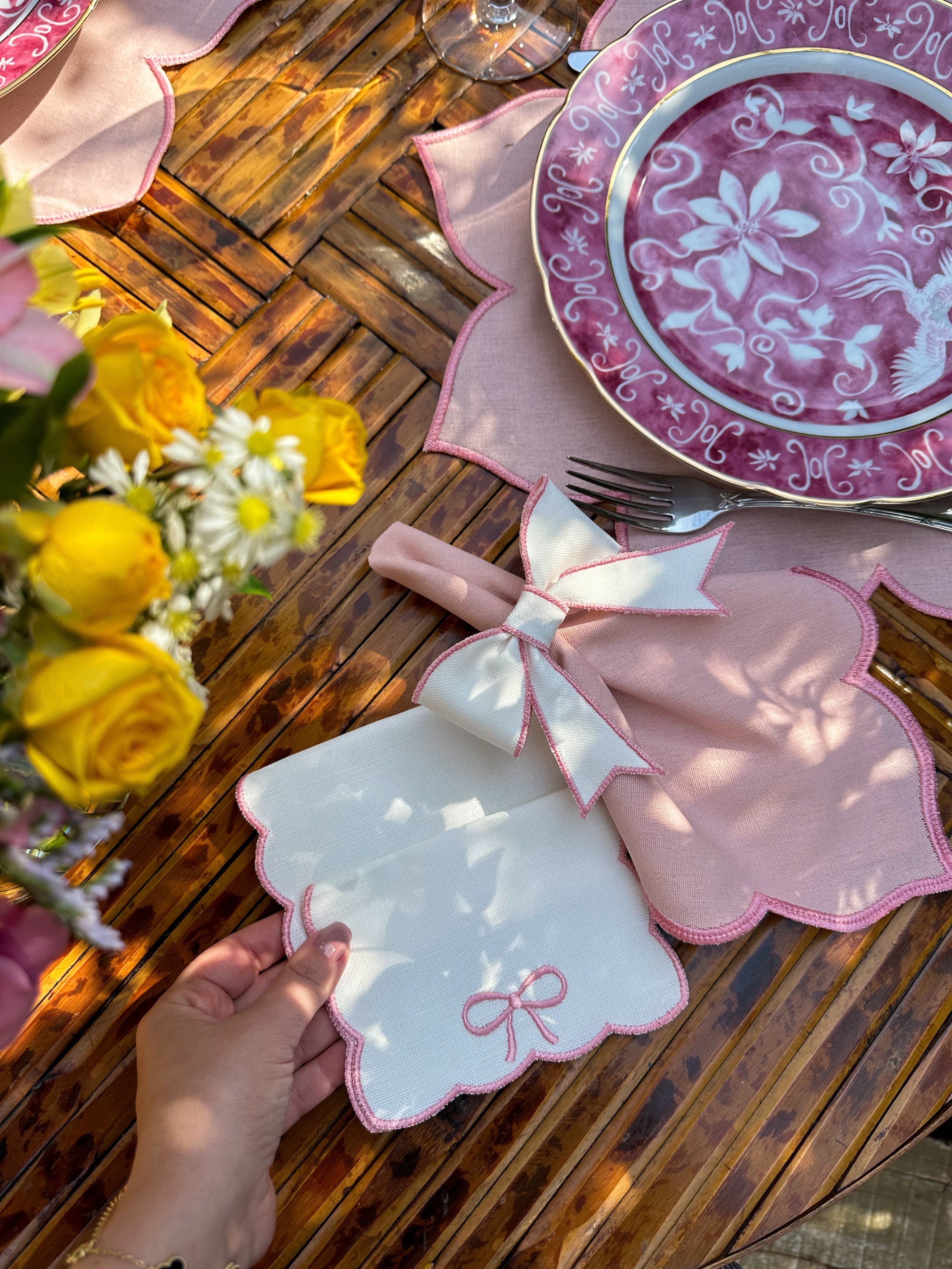 Kit Guardanapo de Coquetel Laço Rosa