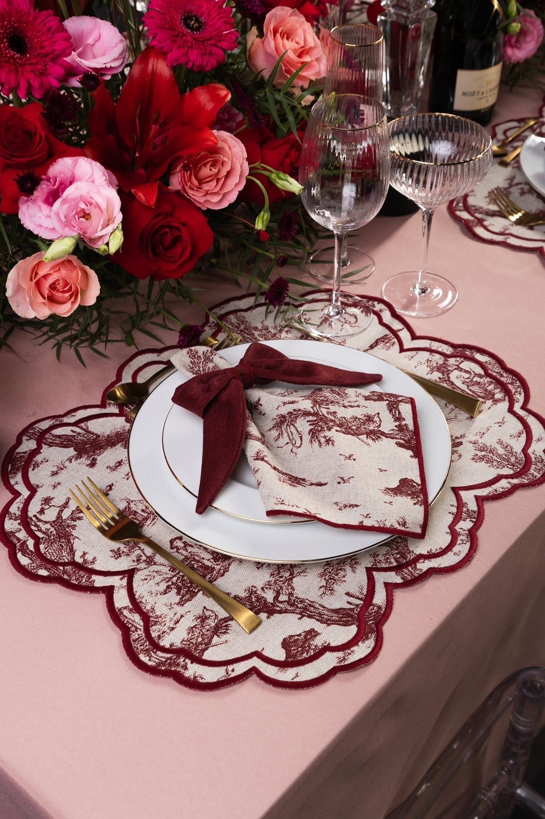 Lugar Americano Toile de Jouy Vermelho