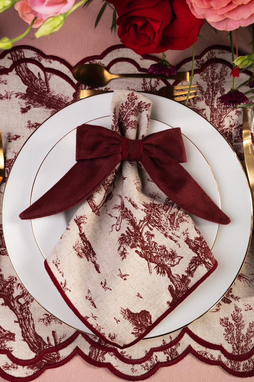 Guardanapo Toile de Jouy Vermelho