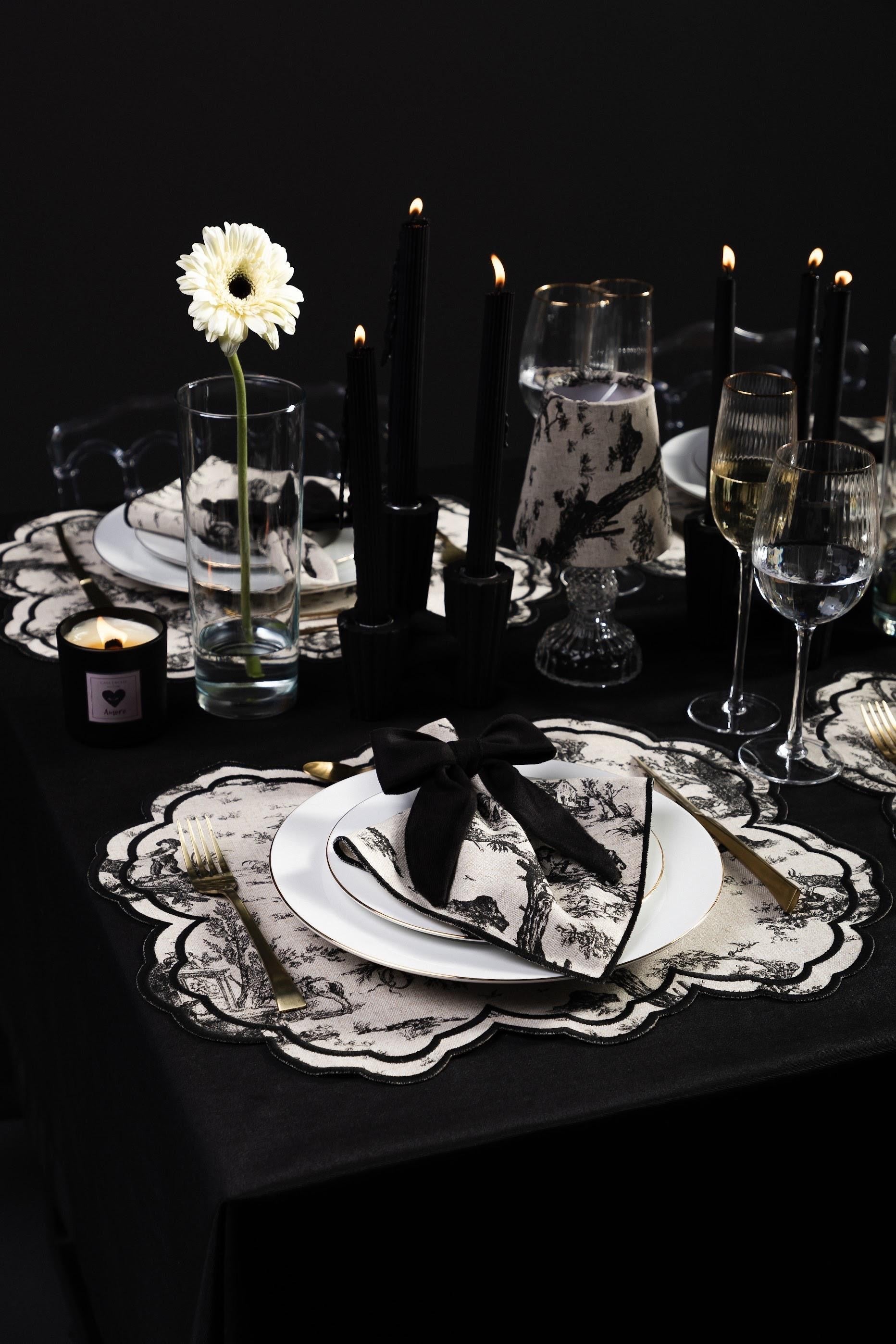 Lugar Americano Toile de Jouy Preto