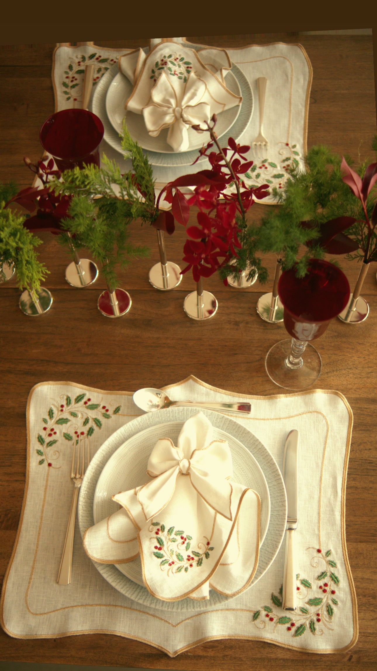 Porta-Guardanapo Laço Branco com Dourado