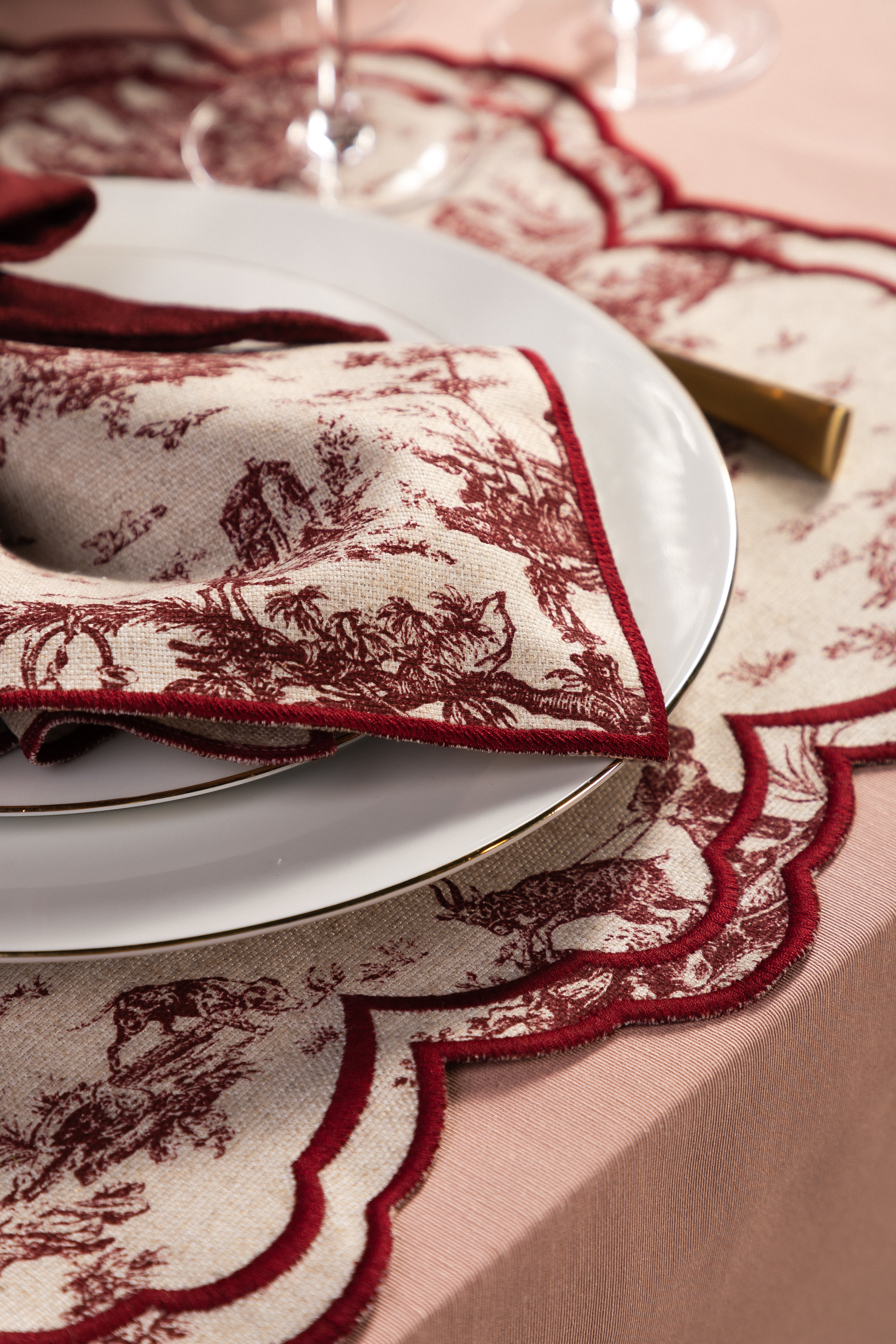 Lugar Americano Toile de Jouy Vermelho