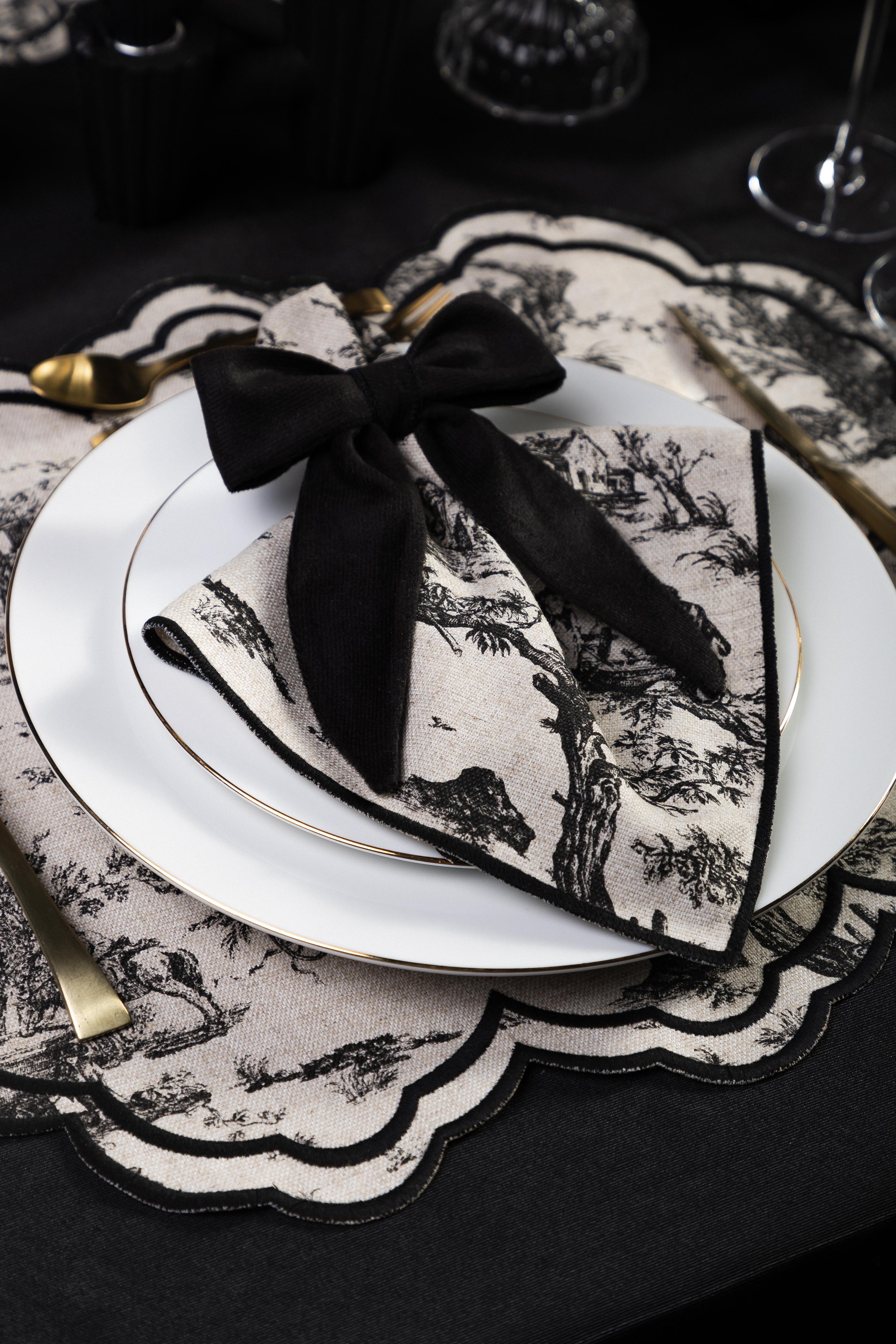 Lugar Americano Toile de Jouy Preto