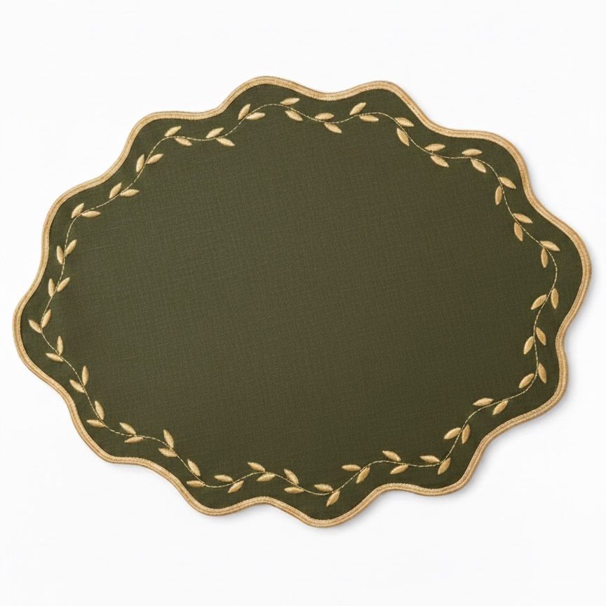 Lugar Americano Folhas Douradas Verde Musgo