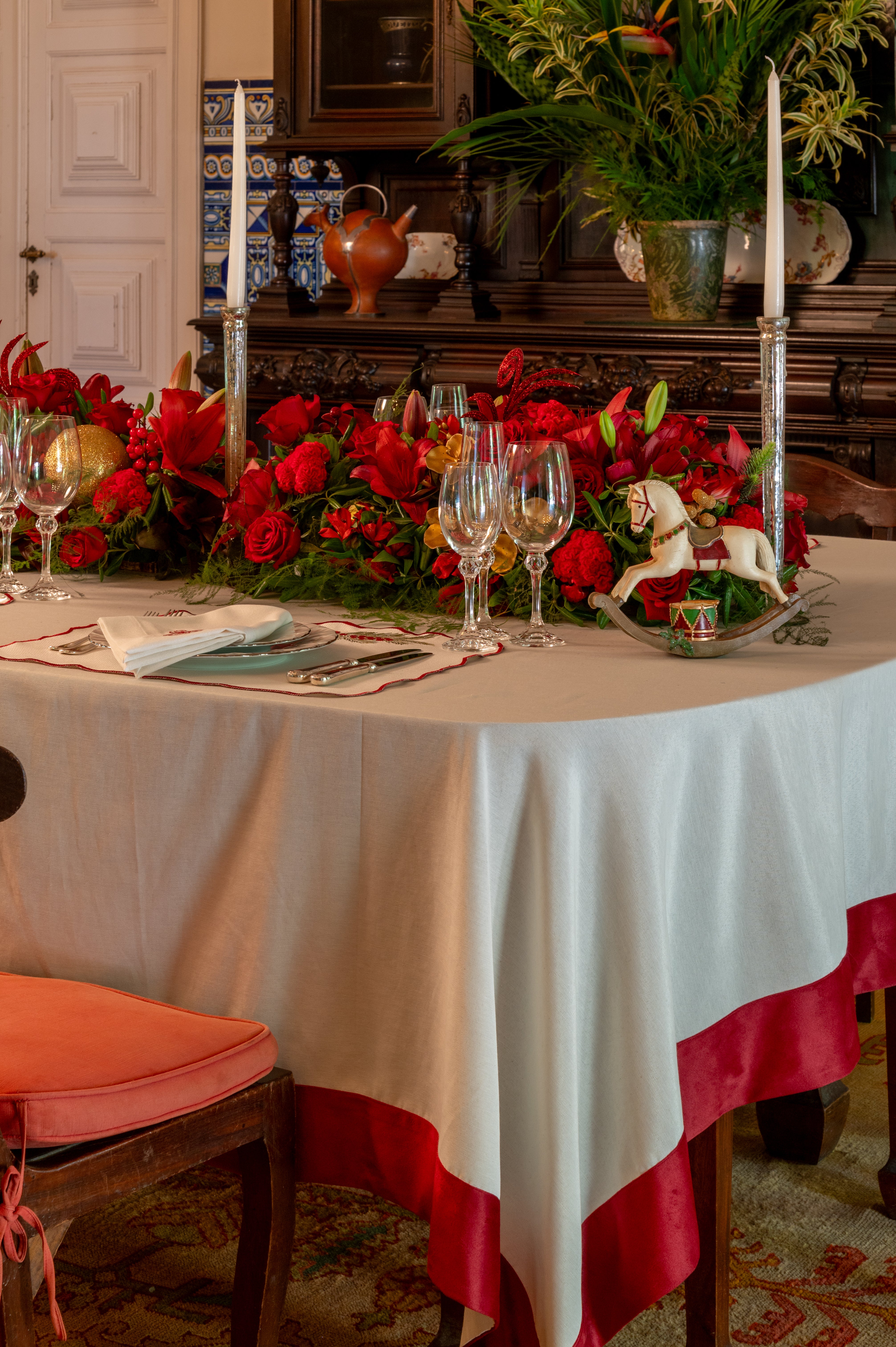 Toalha de Mesa Retangular Coleção Carrossel de Natal