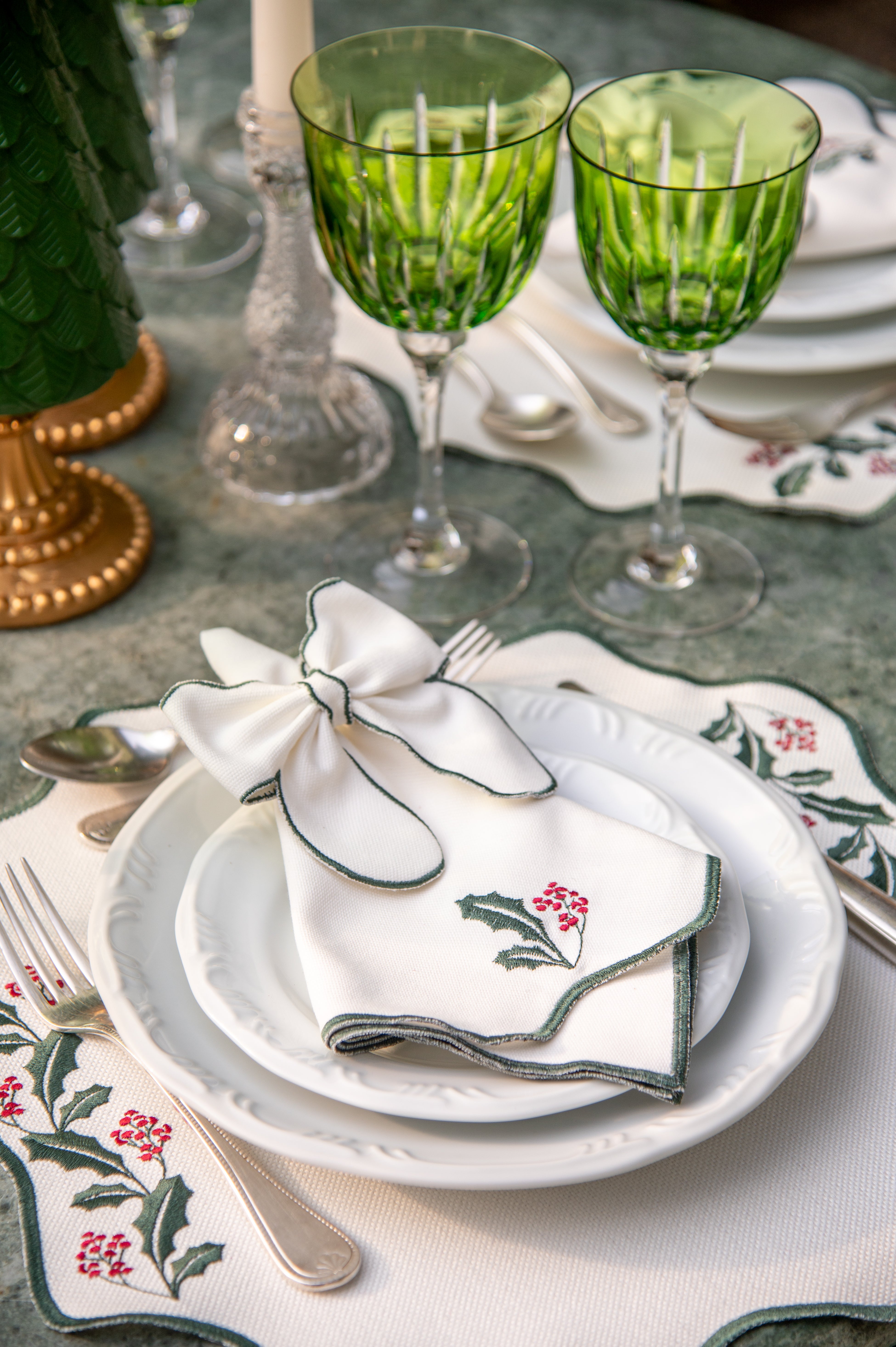 Lugar Americano Raminhos Natalinos Verde