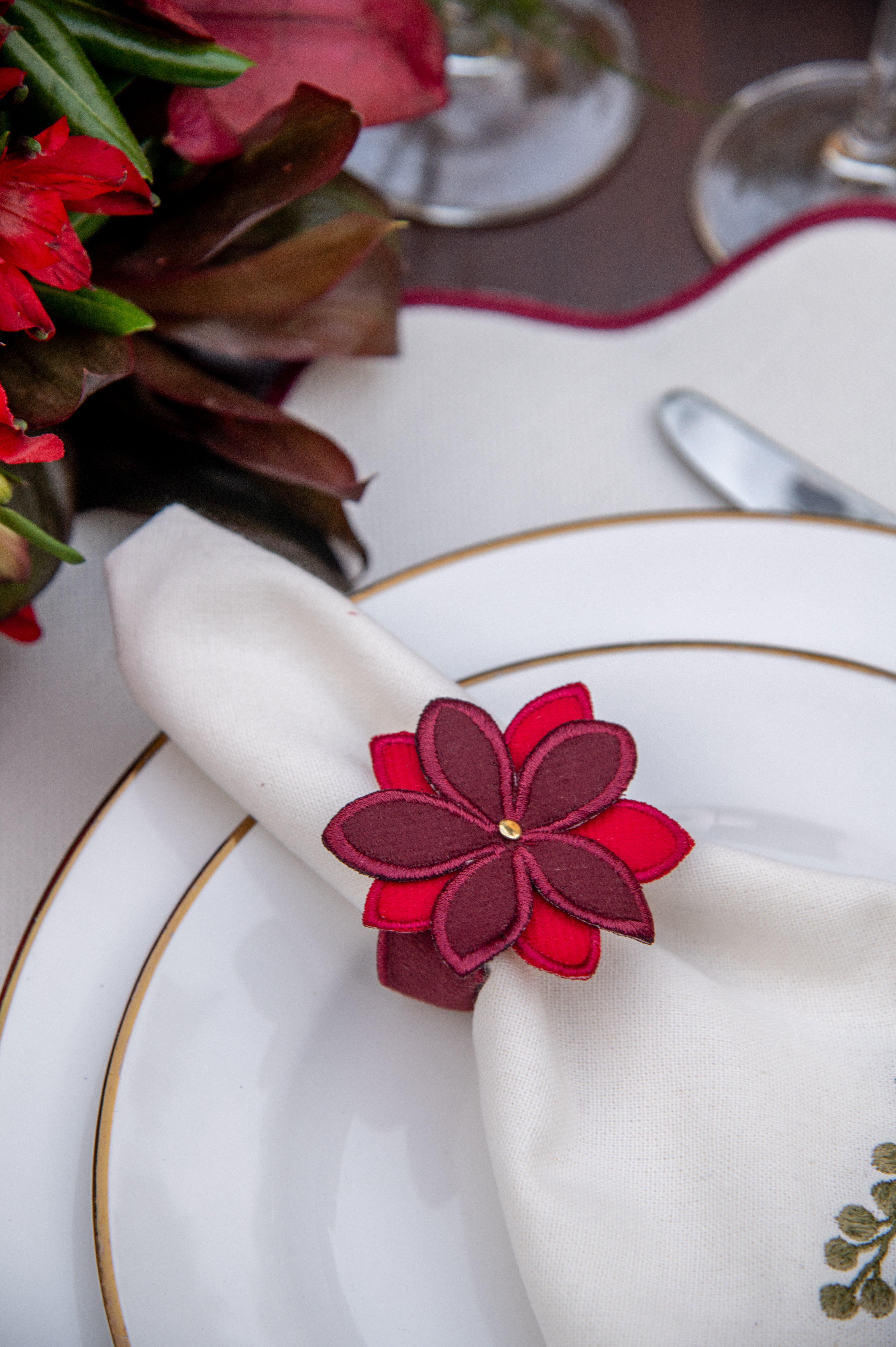 Porta Guardanapo Poinsétia Coleção Natalina