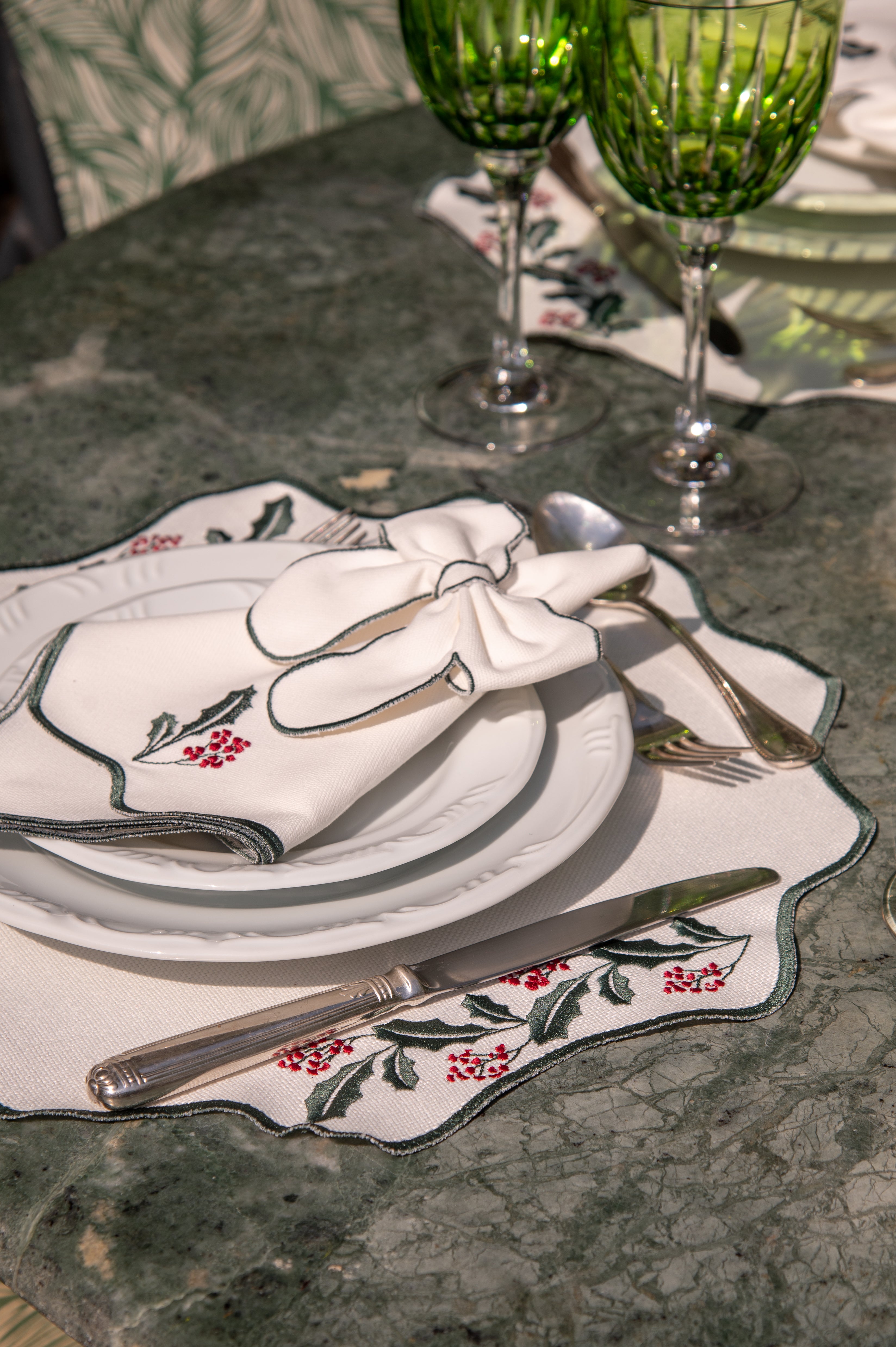 Lugar Americano Raminhos Natalinos Verde