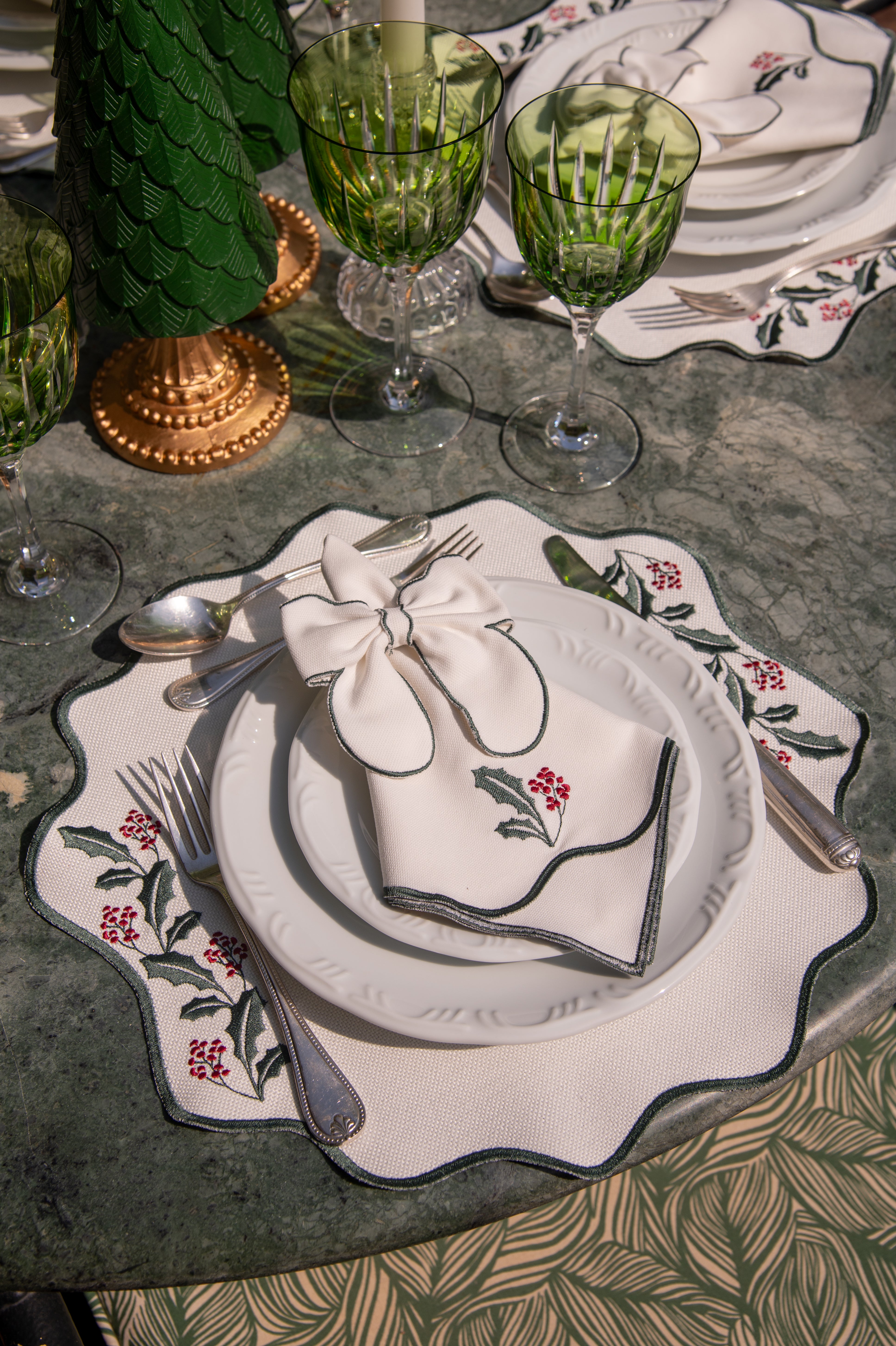 Lugar Americano Raminhos Natalinos Verde