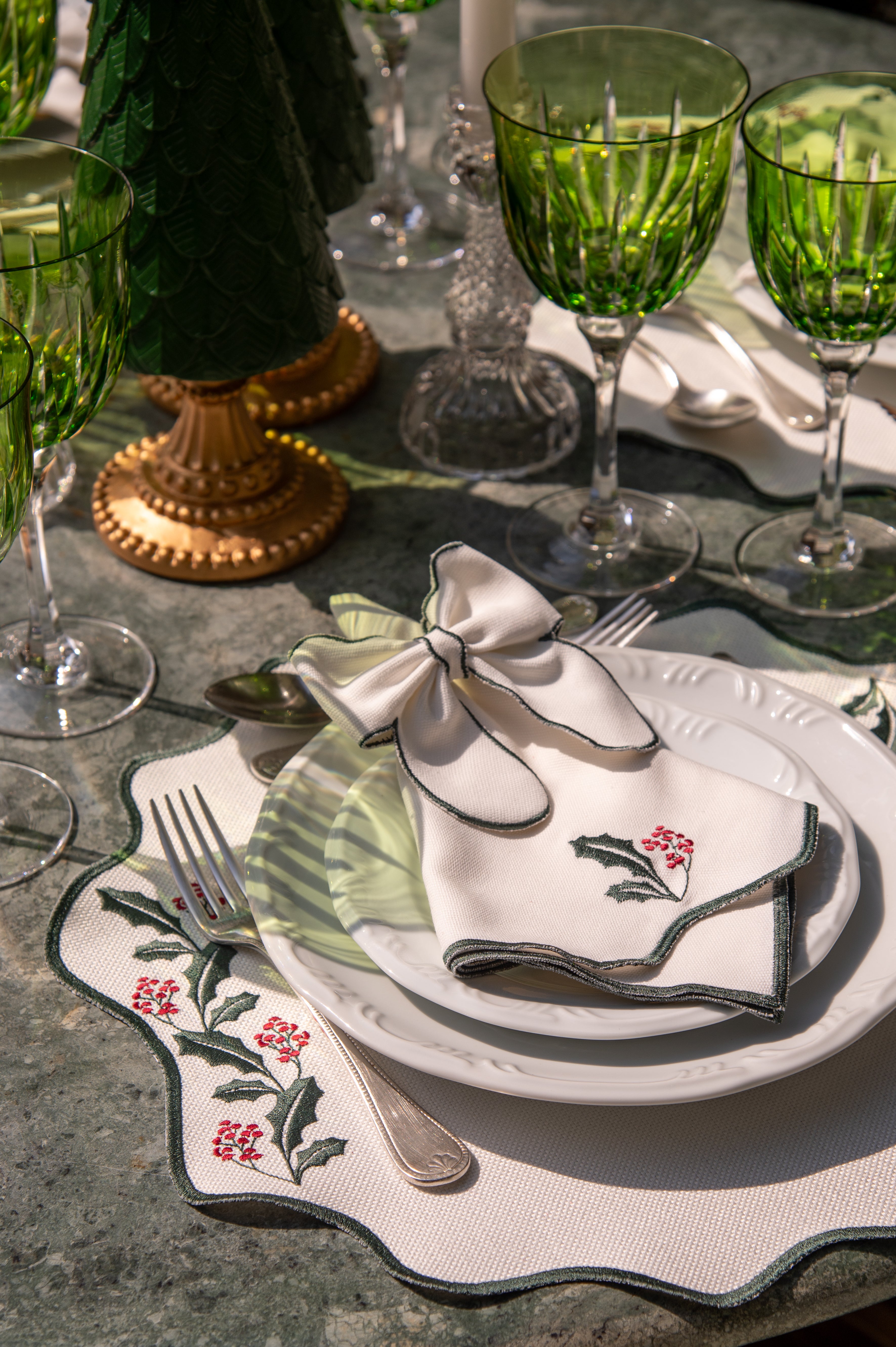 Guardanapo Raminhos Natalinos Verde