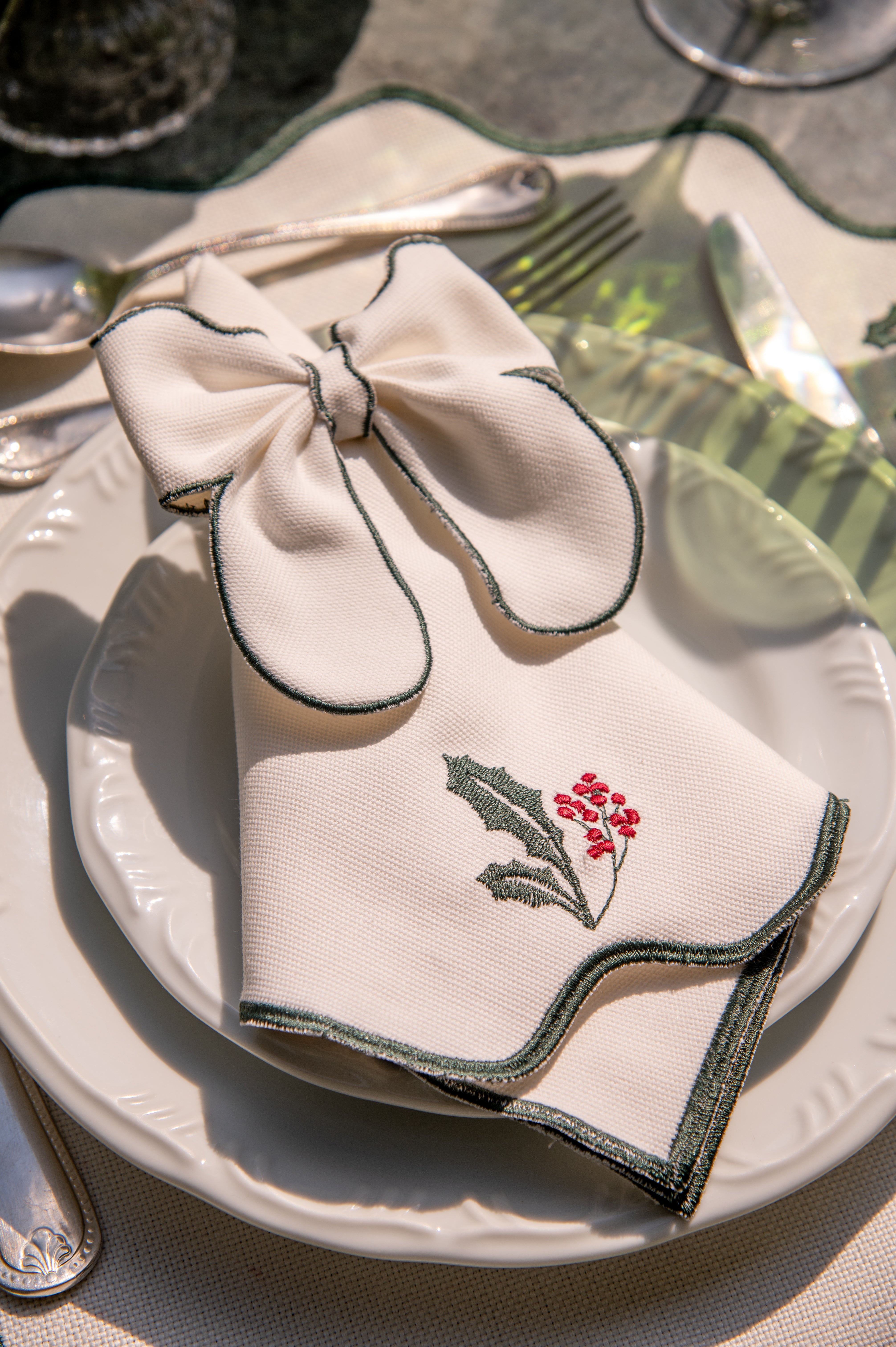 Guardanapo Raminhos Natalinos Verde