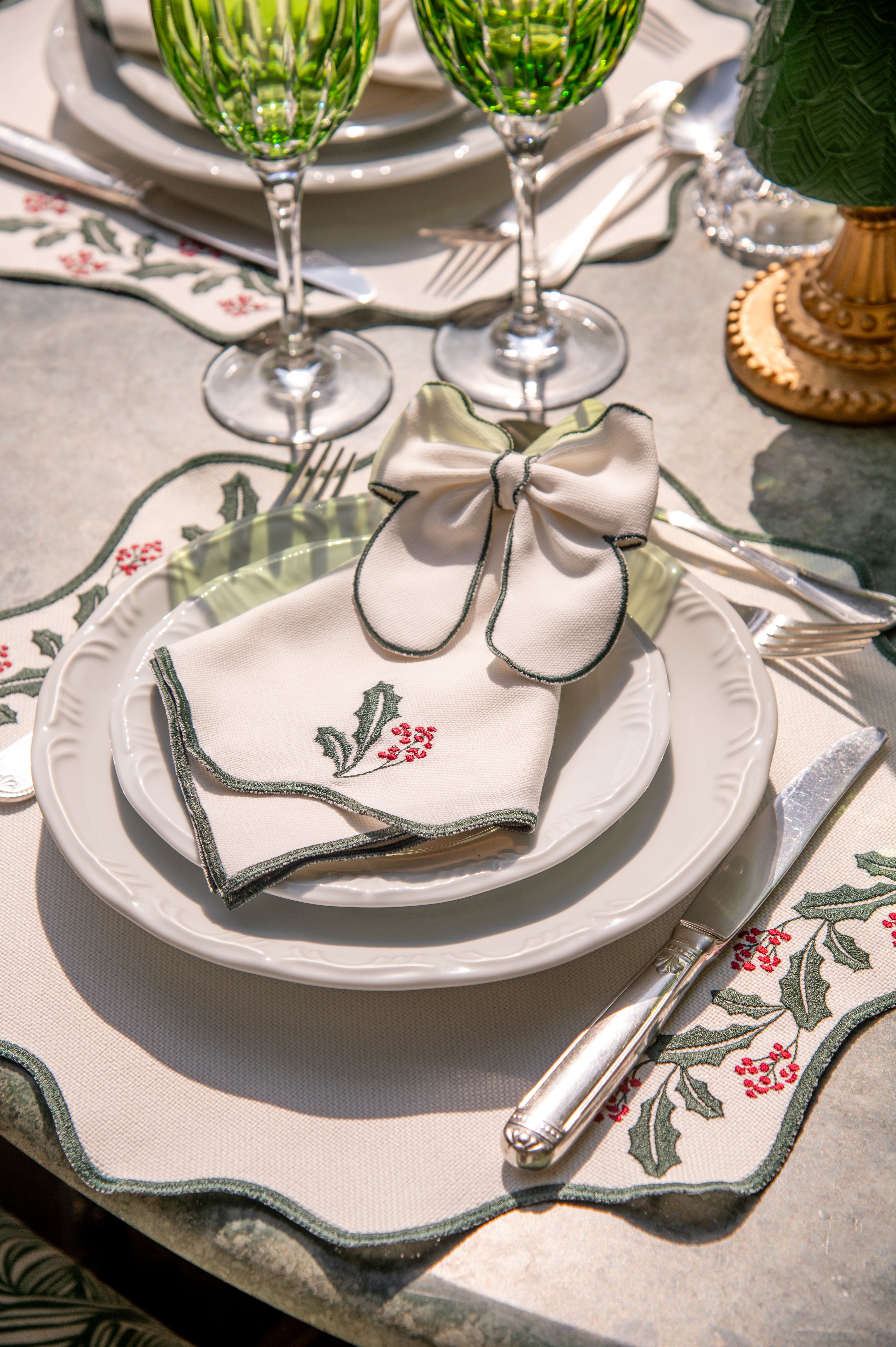 Lugar Americano Raminhos Natalinos Verde