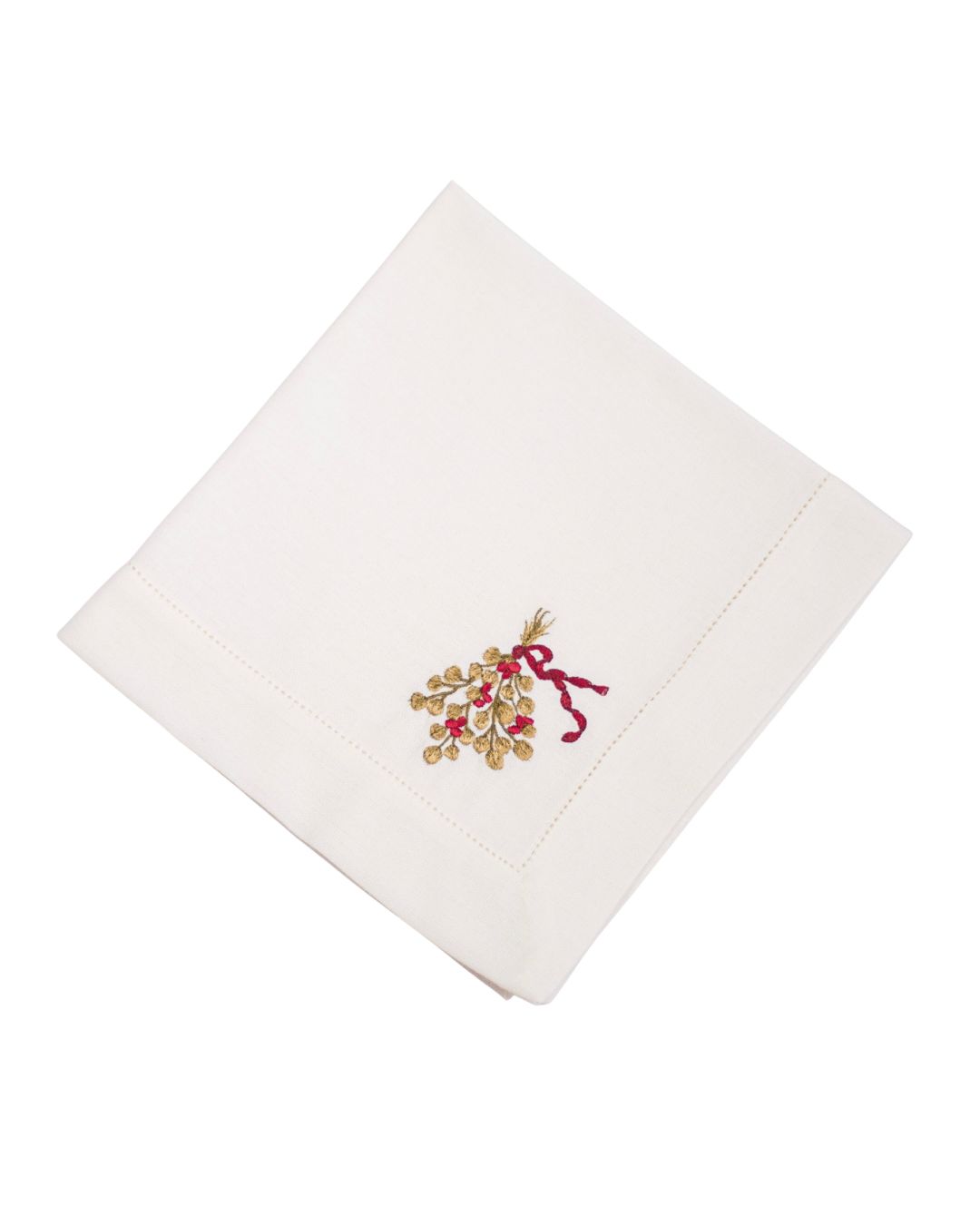 Guardanapo Natalino com Bordado de Poinsétia
