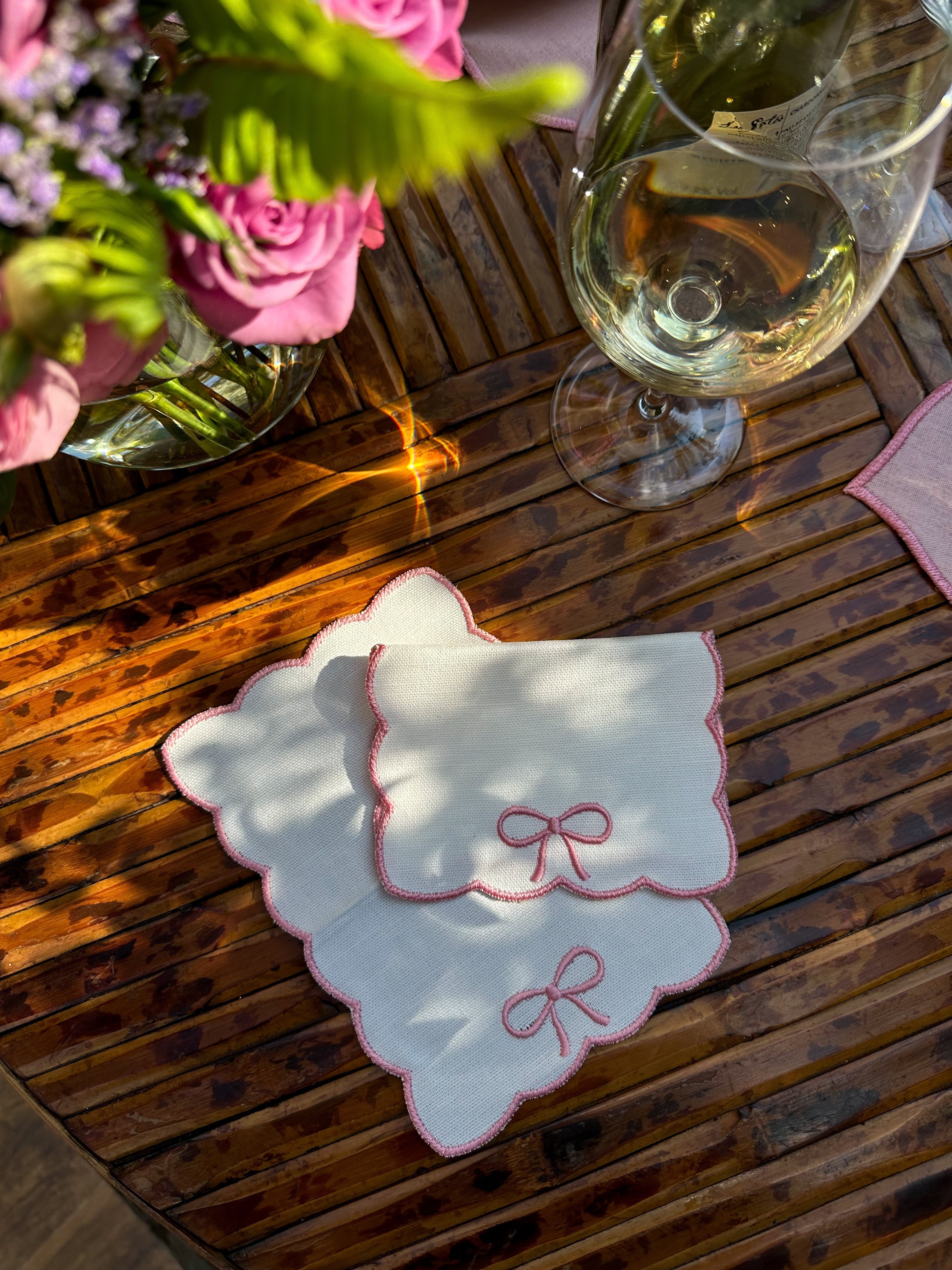 Kit Guardanapo de Coquetel Laço Rosa