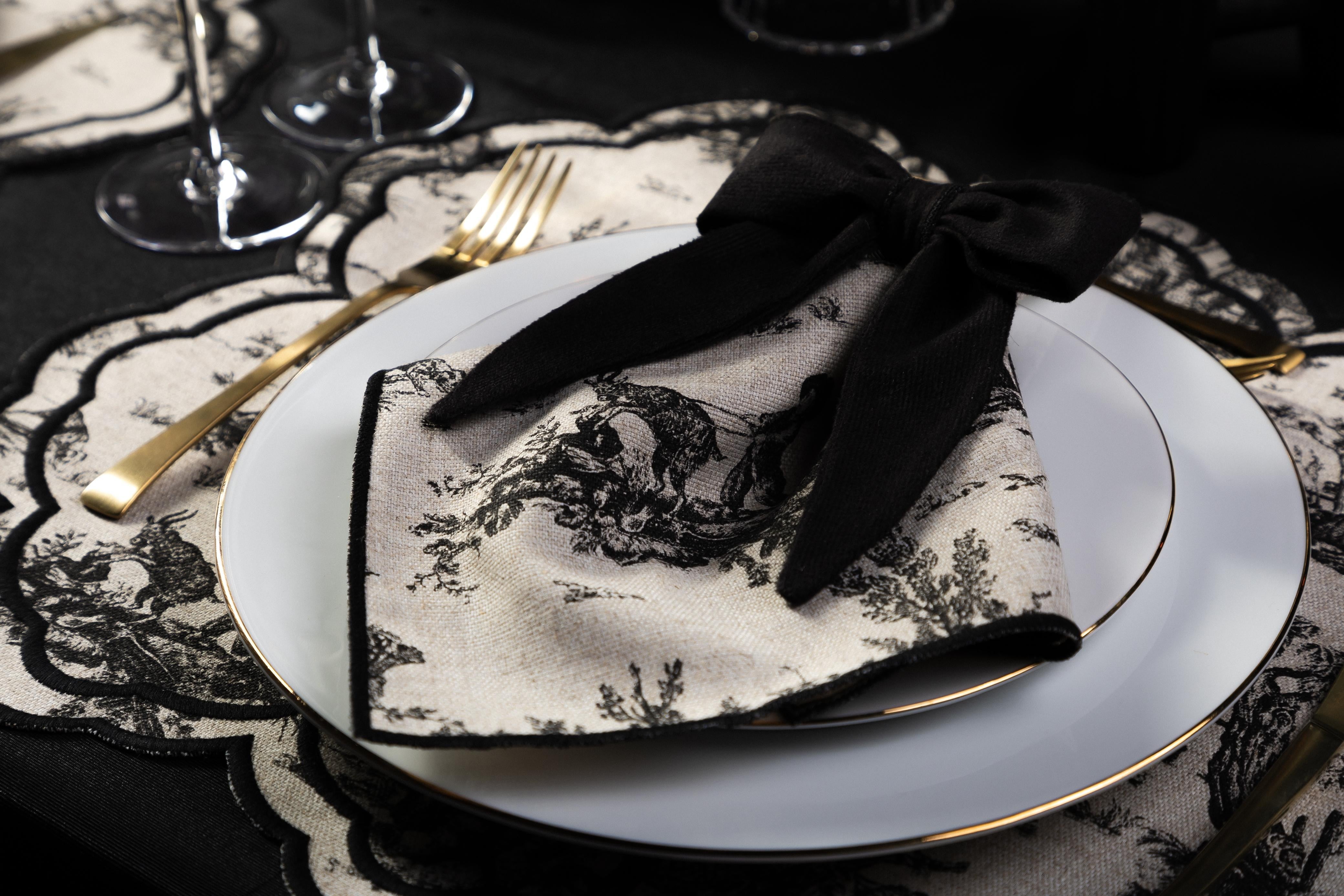 Conjunto Toile de Jouy Preto