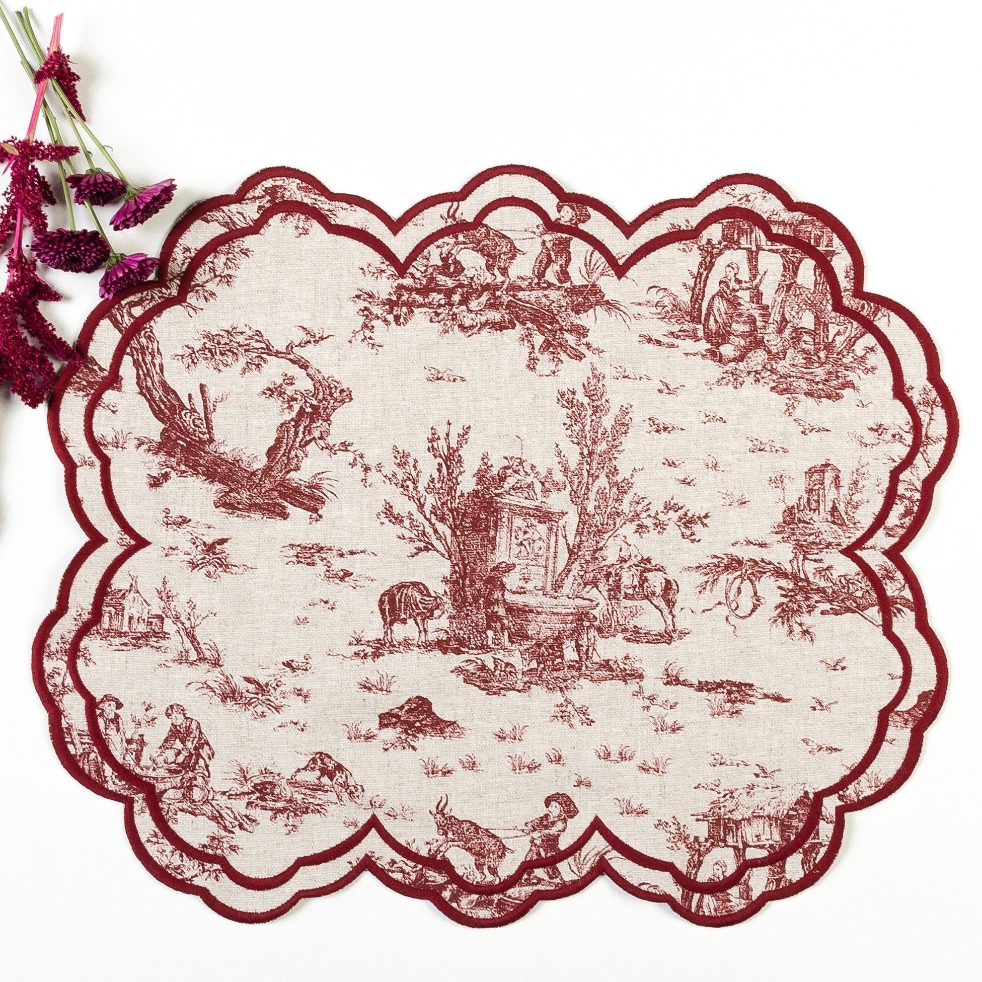 Lugar Americano Toile de Jouy Vermelho