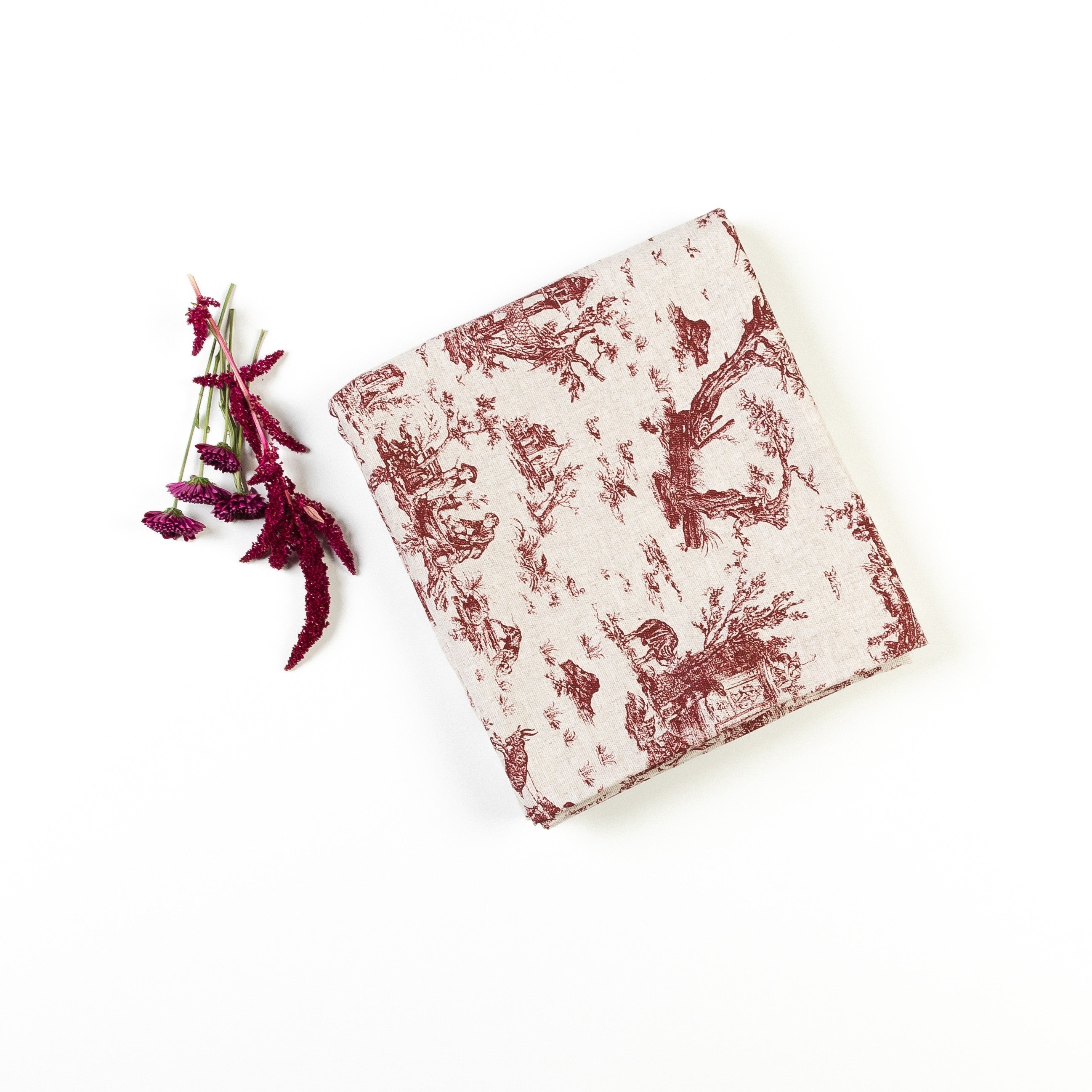 Toalha de Mesa Toile de Jouy Vermelha 2,00 cm X 1,50 cm