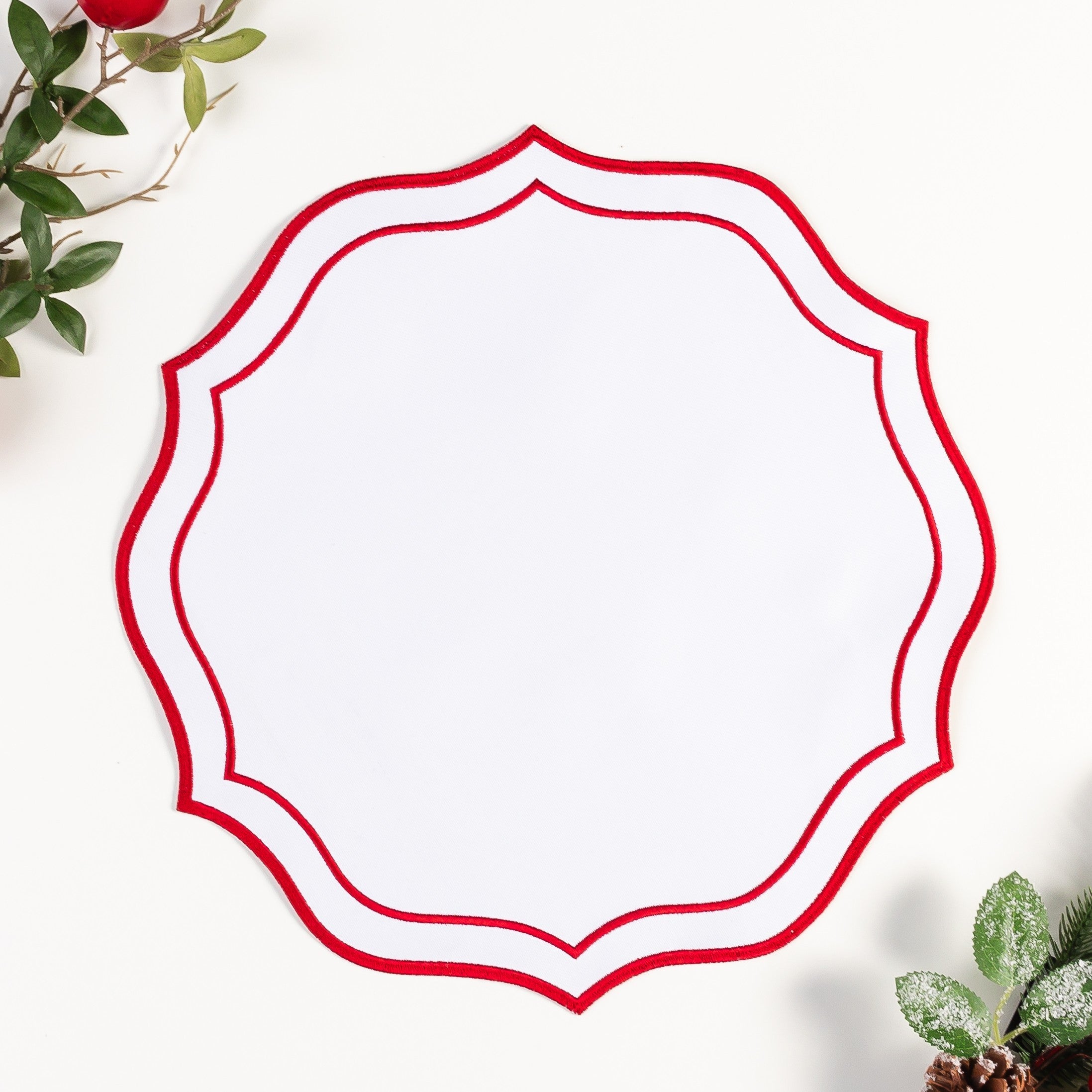 Lugar Americano Laura Branco e Vermelho