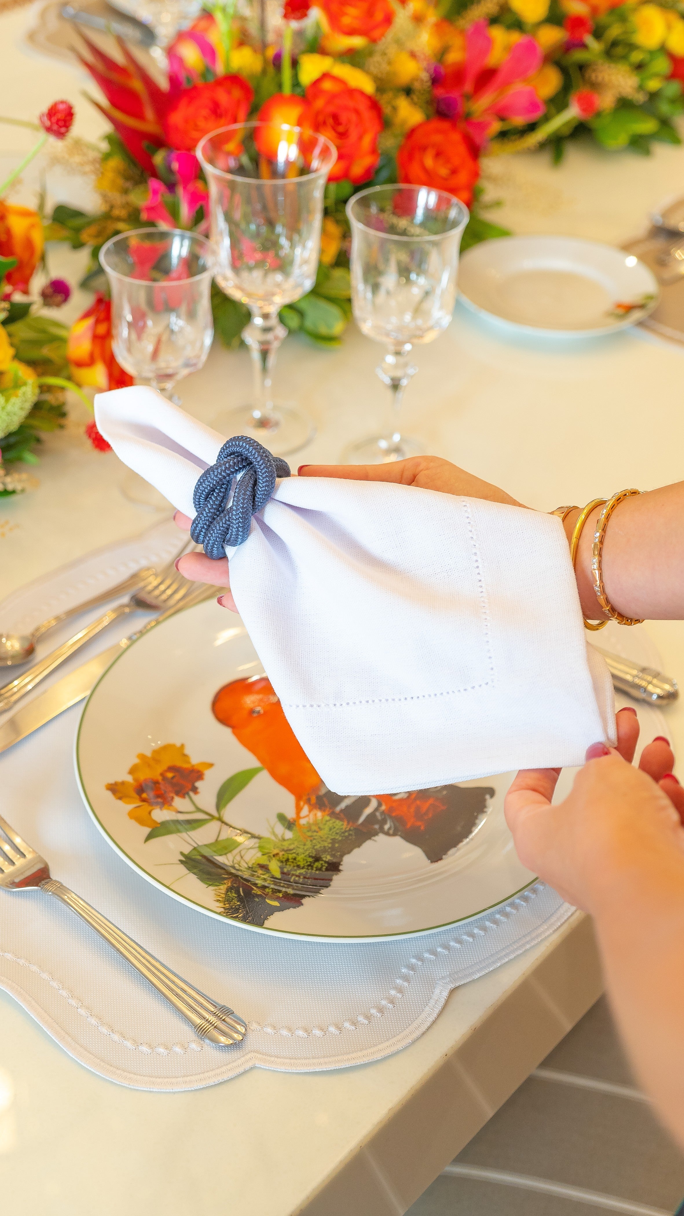 Porta Guardanapo Cordão Náutico Marinho