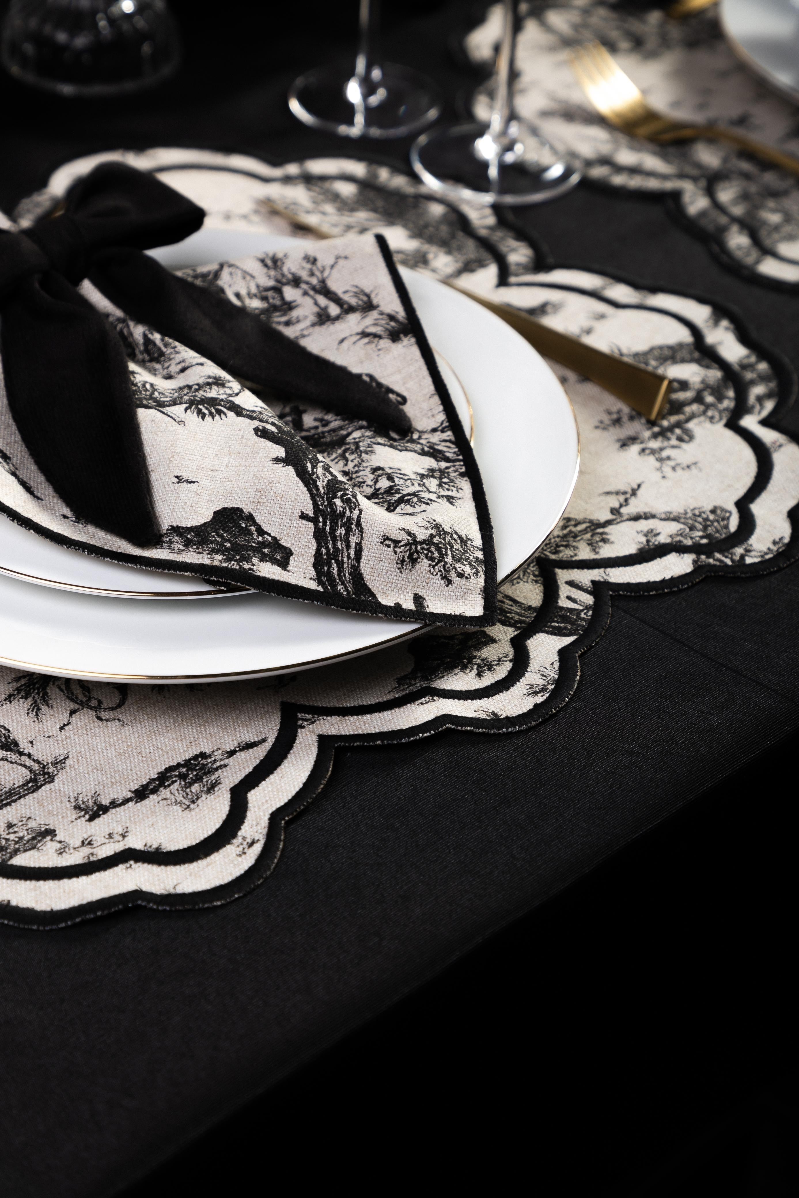 Guardanapo Toile de Jouy Preto