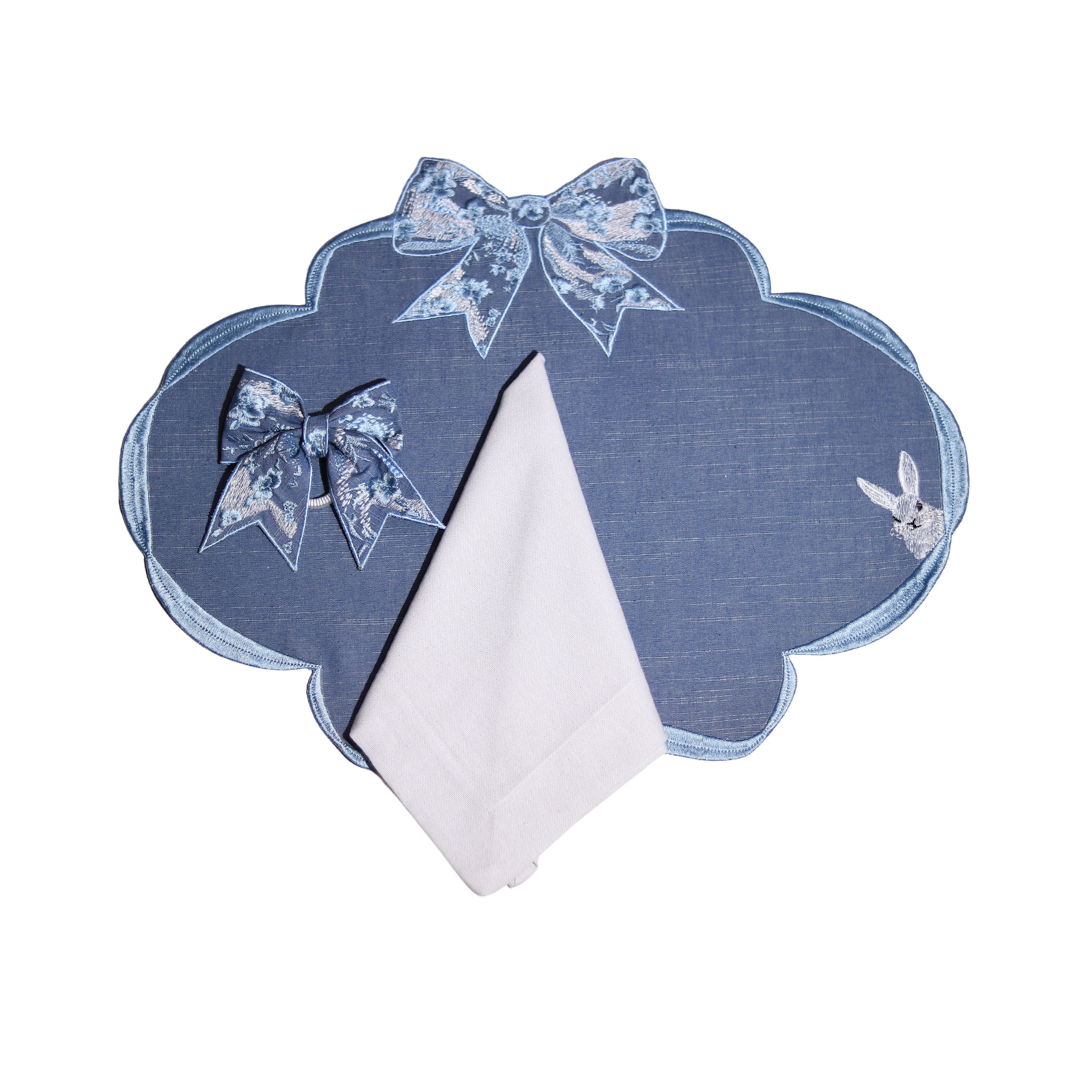 Lugar Americano Laço de Páscoa Azul