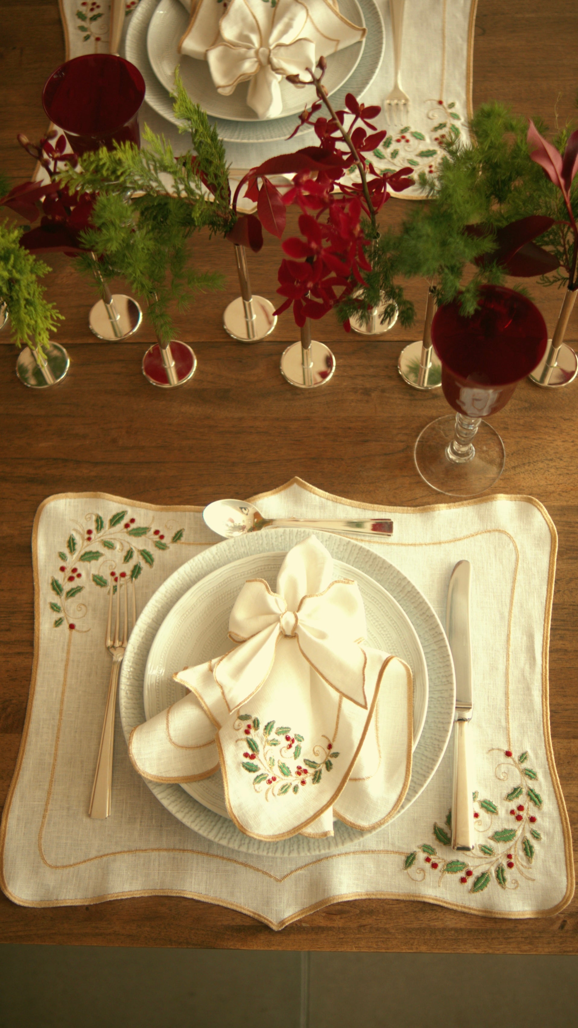 Porta-Guardanapo Laço Branco com Dourado