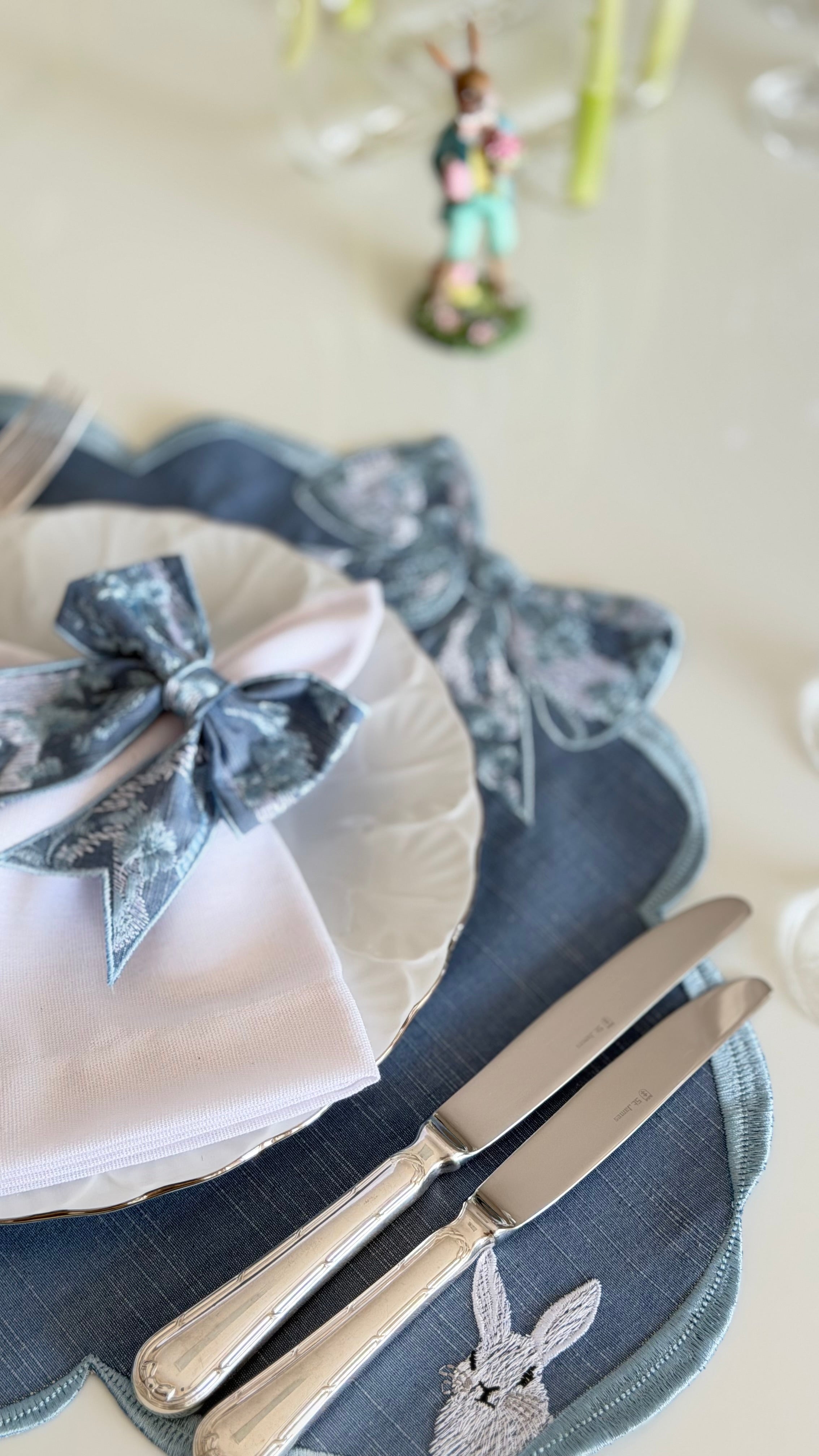 Lugar Americano Laço de Páscoa Azul