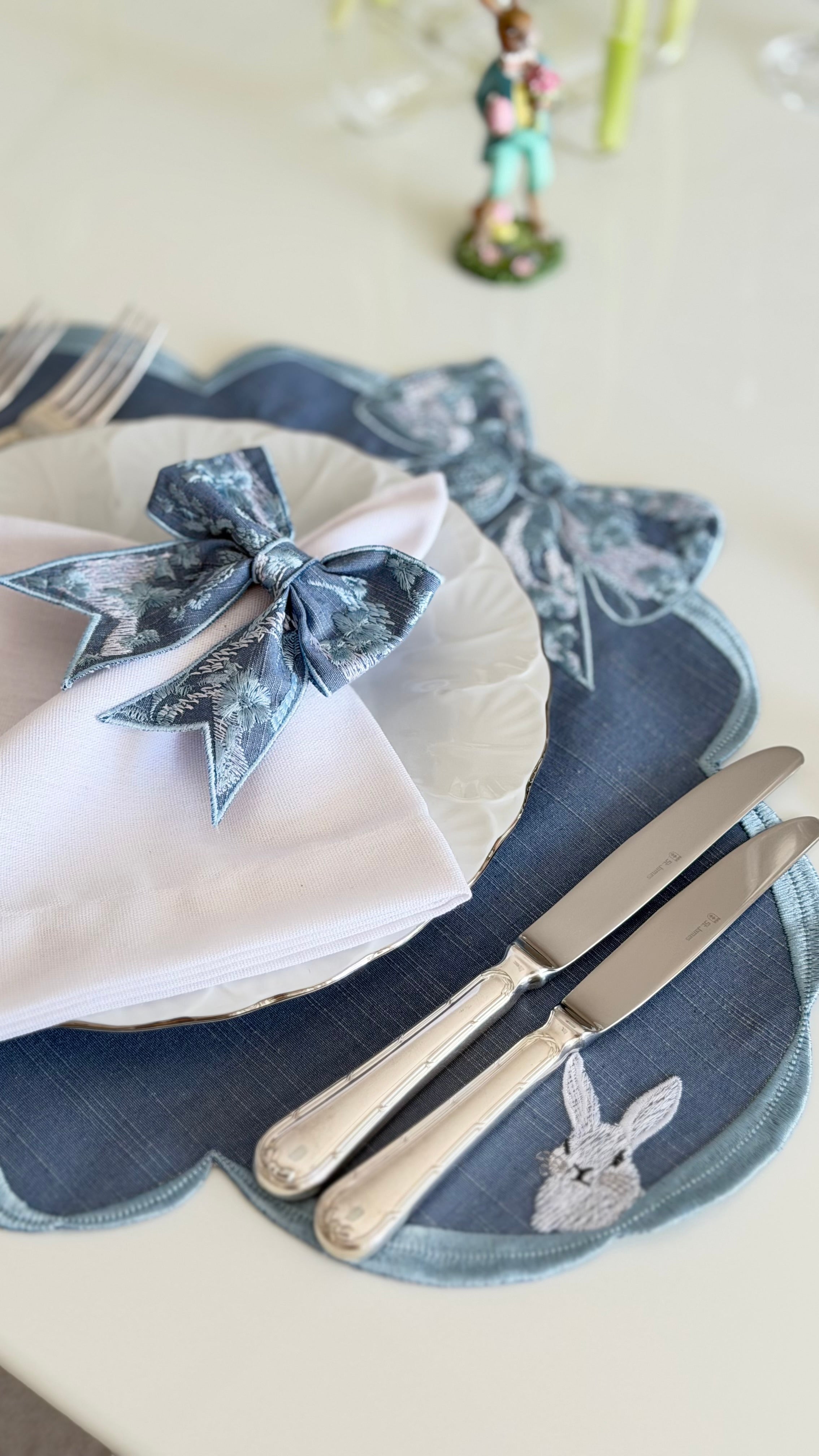 Lugar Americano Laço de Páscoa Azul