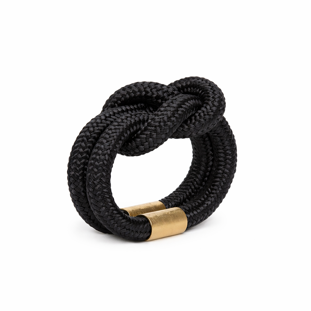 Porta Guardanapo Cordão Náutico Preto