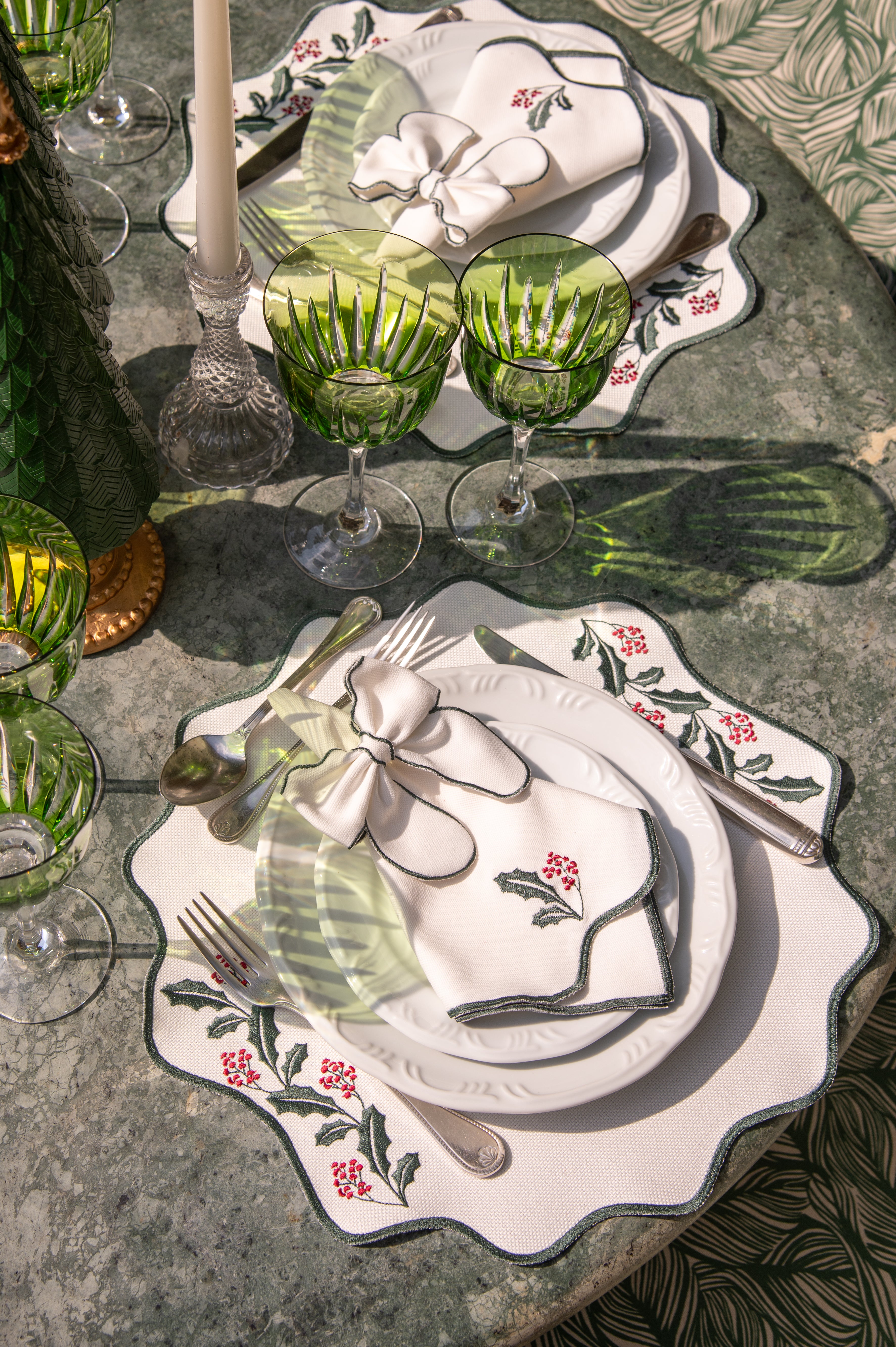 Guardanapo Raminhos Natalinos Verde